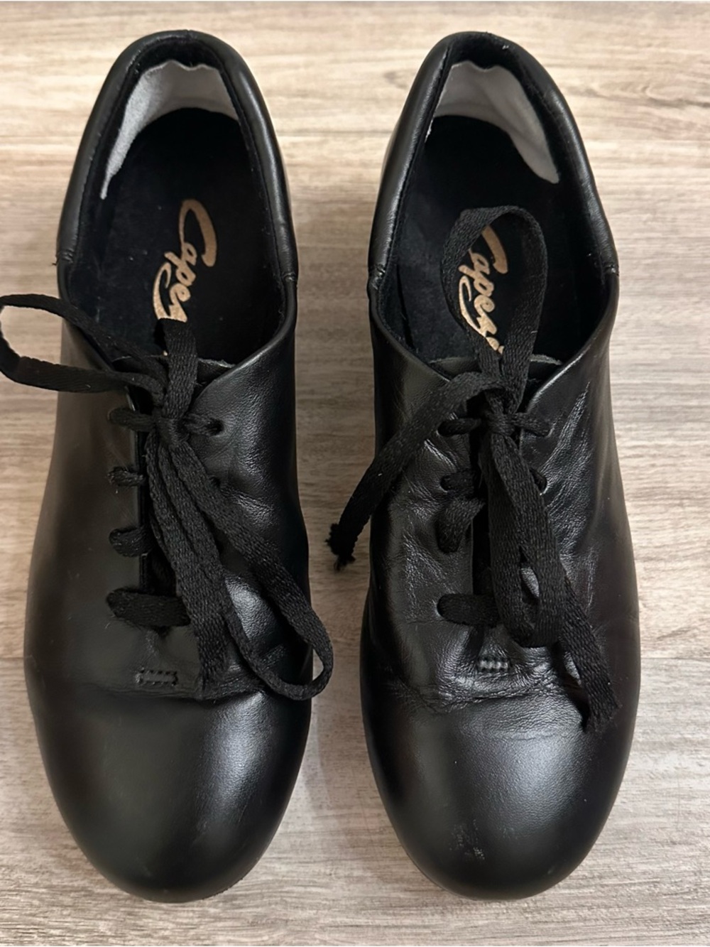 Capezio Cadence Black Leather Tap Shoes Lace Up Size 9.5 Classic Dance - Picture 3 of 10